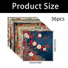 24/36PCS 5.9*5.9inch Plum Blossom Landscape Painting Scrapbook Paper Pad, High Quality Single Side Scrapbooking Creative Material Paper For DIY Scrapbooking, Card Making, Journaling & Art Crafts - Multicolor - View 9