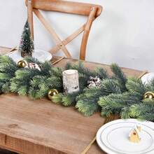 1PC 70.86in Christmas Garland, Artificial Christmas Greenery Garland Pine Leaves Realistic Spruce Garland For Holiday Mantel Fireplace Table Centerpiece Decor