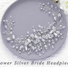 1pc Diamond Bride Pearl Rhinestone Wedding Hair Accessory, Unique Wedding Hair Comb Valentine's Day Accessories - Silver - View 2