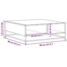 Coffee Table Black 80x80x30 Cm Engineered Wood And Metal - Black - View 11