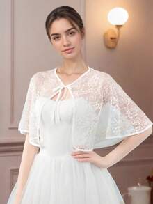 1 件优雅蕾丝新娘披肩，多色婚礼宴会披肩，女士百搭斗篷外套配饰。埃及艳后服装，适合女士节日派对、舞会礼服 - 彩色 - 查看 3