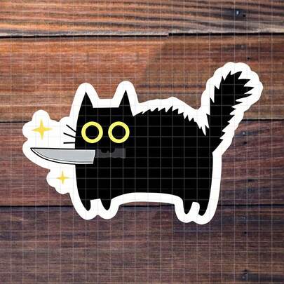3-Inch "Knife Cat" Sticker - Edgy And Humorous Vinyl Sticker For Cat Lovers, Sarcasm Fans, Laptops, Notebooks, Water Bottles, And Attitude Zones | Great For Friends, Colleagues, Students, And Bold Personalities | Perfect Gift For Those Who Adore Raunchy Humor And Unique Designs | Charming Sticker For Edgy Vibes, Playful Mischief, And Unique Decor