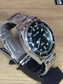 Relógio Masculino e Feminino Original A Prova D Água, Relógio Dourado em Aço Inoxidável - Preto - Visão 3