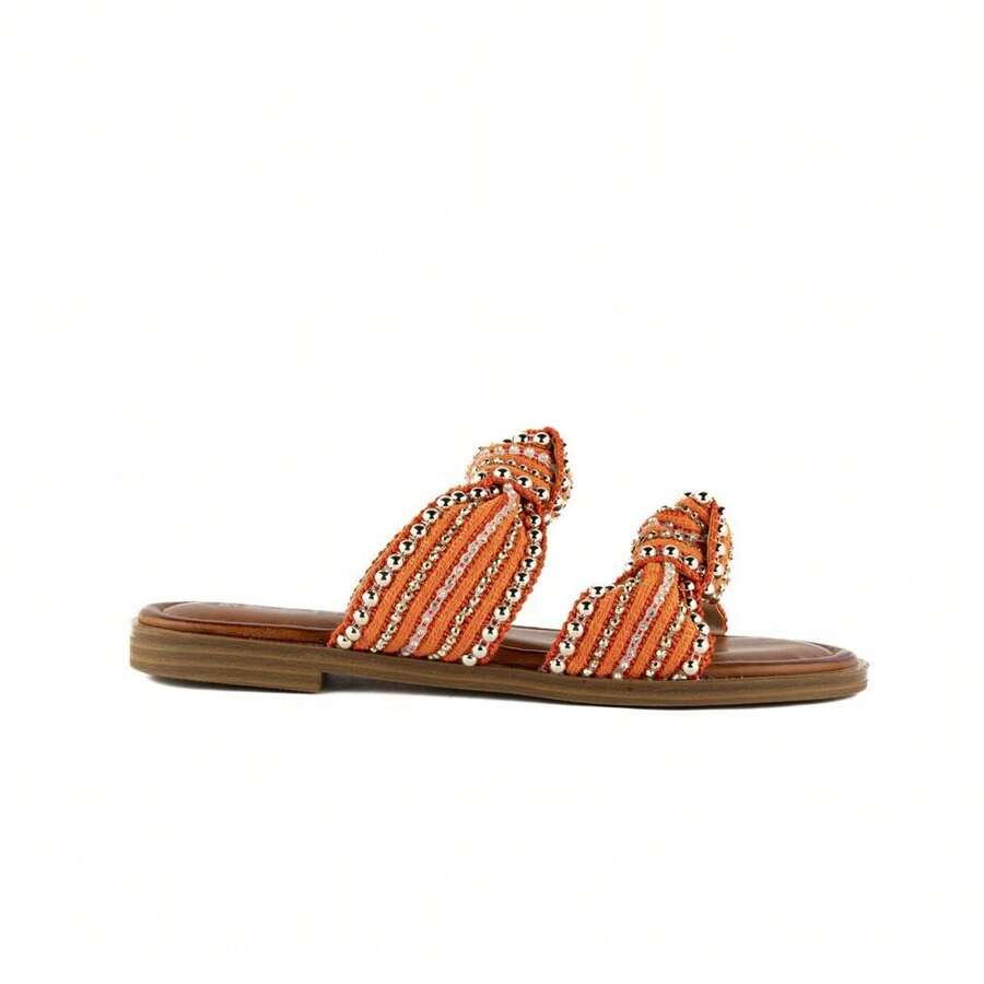 Sandalia Casual Plana Flat Doble Tira para Mujer Walki ELVIRA - Naranja - Ver 1