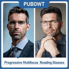 2-Piece Set Of Progressive Reading Glasses With Multi Focus For Men, Blue Light Multi Focus Computer Reader, Wireless Tri Focus Close Range - 透明多焦點 - 查看 4
