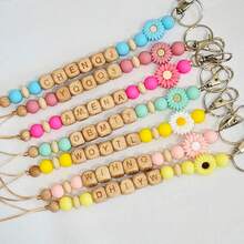 [Custom-Made] 1pc Daisy Handmade Wooden Beads Keychain/Bag Chain Personalized Mother's Day Gift Christmas Gift Girl's Gift Lanyard - Multicolor - View 4