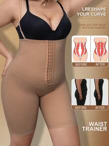 Short moulant GRANDE TAILLE Gaine amincissante sans couture pour les cuisses avec contrôle du ventre et bretelles réglables pour femmes - Camel - Voir 6