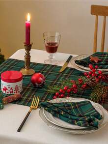 2/6/12pcs Christmas Plaid Cloth Napkins, Reusable And Washable For Holiday Party, Banquet, Restaurant, Kitchen & Dining Table Decor - Multicolor - View 8