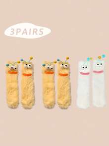 1/2/3 双女士趣味袜子、节日袜子、卡通袜子、毛绒袜子、节日袜子、中筒袜、大眼袜子、可爱袜子、保暖袜子 - 彩色 - 查看 63