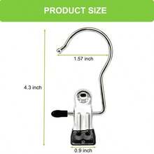 16CS Portable Clothes Hook Clips, Laundry Hooks, Stainless Steel Hanging Clothes Clips, Clip Hanger Rack For Wardrobes, Travel, Socks, Pants, Hats, Towels, Etc. (Black) - 黑色 - 查看 5