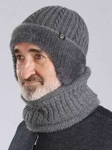 1 pieza Gorro térmico de hombre para otoño/invierno, cómodo y cálido, adecuado para actividades al aire libre, caminar, ciclismo, reuniones - Negro - Ver 2