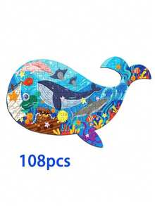 Children's Paper Animal Puzzles, Built-In Shoulder Bag For Easy Storage, Educational Toy Gifts, Ideal For Outdoor Activities. Mars Astronaut Base Series, Dinosaur Valley Series, Whale Underwater World Series, Train Concentration, High Difficulty Puzzle Toys Suitable For Boys And Girls.
