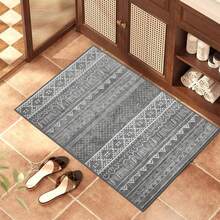 1pc Gray Tone Print Carpet, Retro , Nordic Geometric Pattern, Luxurious Velvet Material, Wear-Resistant Fabric, Rectangular Area Rug, Traditional Pattern Details, Anti-Slip And Easy To Clean, Soft And Skin-Friendly, Suitable For Living Room, Bedroom, Art Space, Home Decor, Doormat, Large Area Carpet, All-Season, Indoor And Outdoor Use - Grey - View 17