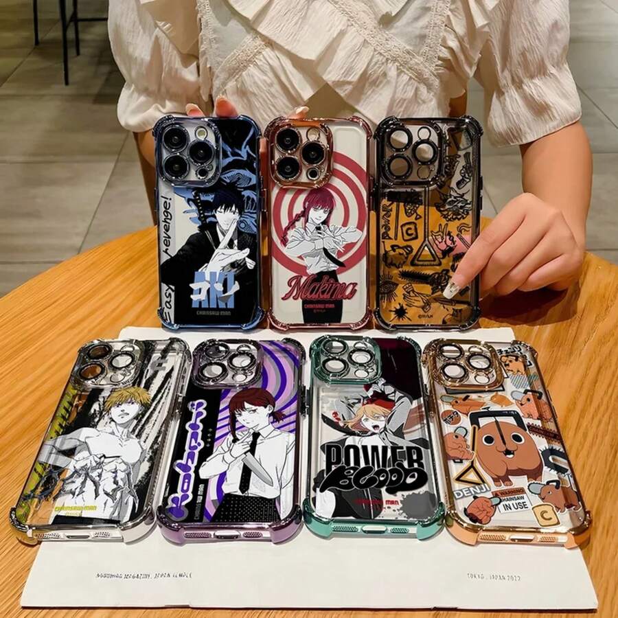 Custodia per iPhone, custodia con placcatura anime per iPhone 16 15 14 13 12 11 Pro Max X XR XSMax 7 8 Plus, antiurto e anti-caduta