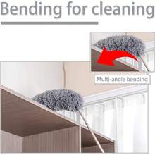 Hershii - Plumero de microfibra con barra de extensión herramienta de limpieza para el hogar con cabeza flexible y largo para ventilador de techo alto, pared, muebles, persianas, coche, longitud - Cabezal de repuesto pequeño+1 - Ver 3