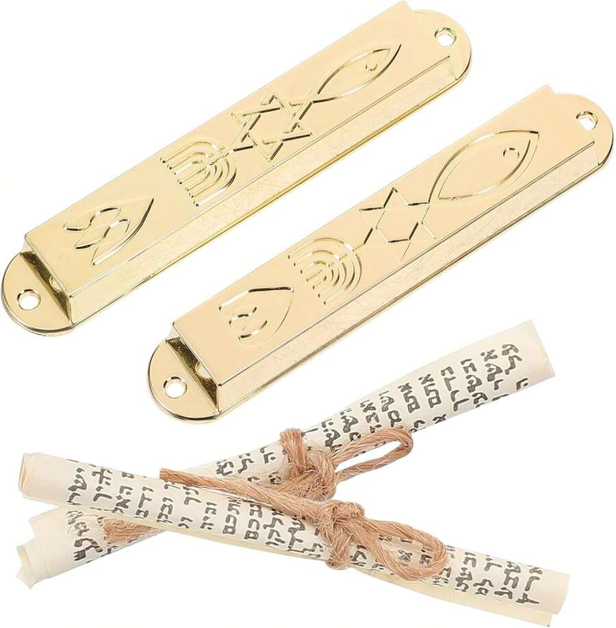 Mobestech Decoración Metal Retro para Puerta Adorno Religioso Dorado con Protección y Bendición para Hogar - 1 - Ver 1