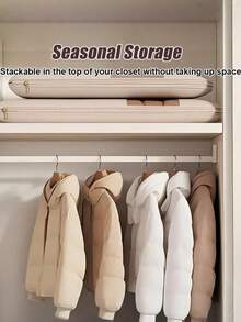 1pc Space-Saving Self-Compression Hanging Clothes Bag, , Zipper Closure, Clothing And Down Jacket Hanging Compression Storage Bag, Wardrobe Organizer, Wardrobe Organizer For Travel, Home, Or Commercial Use, Clothing Storage