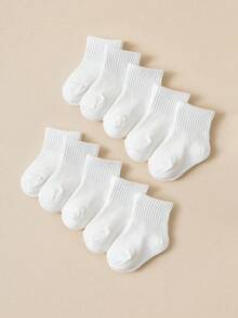 10 Pairs Unisex Baby Cute Elastic Socks - White - View 5