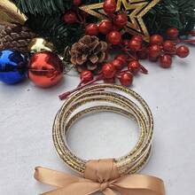 5 Stücke/Set Boho-Stil goldfarbenes Silikon mehrschichtiges Schleife Schleifenarmband Set für Damen, vielseitig gemischte Farben, geeignet für Strandparty-Outfits