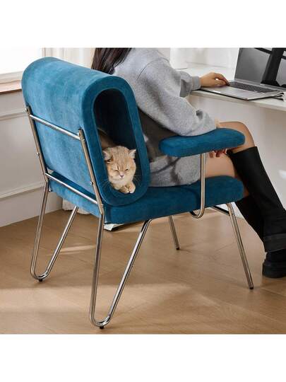 Sairedel Office Stoel Integrated Cat Bed In The Backrest Scratch Resistant Pet Owners Wide Seat Interchangeable Armrests Human Friendly view 6