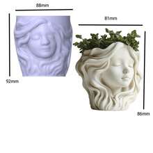 1 件 3D 花卉女孩脸部硅胶模具，细致纹理设计，逼真脸部，耐用可重复使用硅胶模具，适用于家居装饰花盆、混凝土模具、烛台等多用途 - 透明白色 - 查看 2