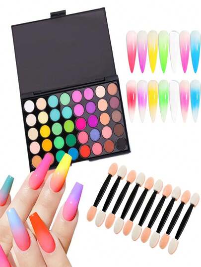 40 Farben Nagellackpulver, professionelle Nagellackpulver-Palette mit Neonfarben für Farbverläufe, Farbverlauf und kräftige Maniküre, Nagelkunst-Zubehör für Zuhause und Salon-DIY