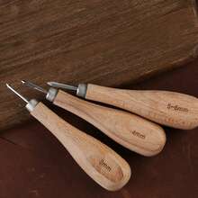 1 pieza de punzón de costura de cuero de 3mm 4mm 5-6mm, herramienta de perforación de cuero para manualidades de cuero, punzón de diamante de madera en forma de rombo - Caqui - Ver 5