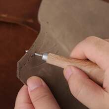 1 pieza de punzón de costura de cuero de 3mm 4mm 5-6mm, herramienta de perforación de cuero para manualidades de cuero, punzón de diamante de madera en forma de rombo - Caqui - Ver 7