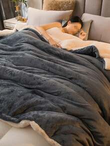 1 件炭灰色夏尔巴羊毛毯 - 柔软、轻盈、舒适的毛绒豪华拉链盖毯，适用于卧室、客房、沙发，可机洗
