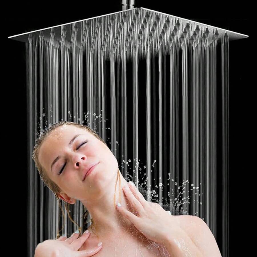 CASAMIEL Regadera Cuadrada de 8 Pulgadas, Cabeza de Ducha de Lluvia de Alta Presión con Acero Inoxidable Anticorrosivo, Cabezal de Ducha de Baño Ahorro de Agua - 8 Pulgadas - Ver 1