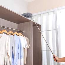 Hershii - Plumero de microfibra con barra de extensión herramienta de limpieza para el hogar con cabeza flexible y largo para ventilador de techo alto, pared, muebles, persianas, coche, longitud - Cabezal de repuesto pequeño+1 - Ver 6