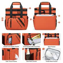 Bandeja Almuerzo 20L Prueba Fugas y Aislada - Doble Nivel Expandible con 6 Bolsillos, Tote Reutilizable para Adultos Trabajo, Acampada, Pesca y Picnics - Negro - Ver 4