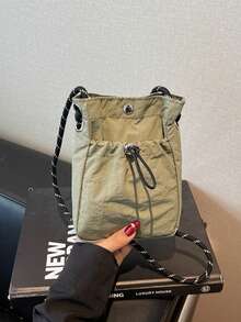 运动旅行小号单肩包 - 女士纯色斜挎手机包，带拉链口袋 | 休闲简约零钱包和耳机收纳包 | 轻便时尚布包，适合跑步、旅行和校园生活 | 多功能斜挎包，可装手机、钱包、返校必备品和日常穿搭配饰，小巧便携 - 彩色 - 查看 8