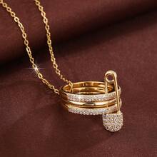 1 件女士项链，带三圈立方氧化锆吊坠设计，休闲节日礼物 - 彩色 - 查看 8