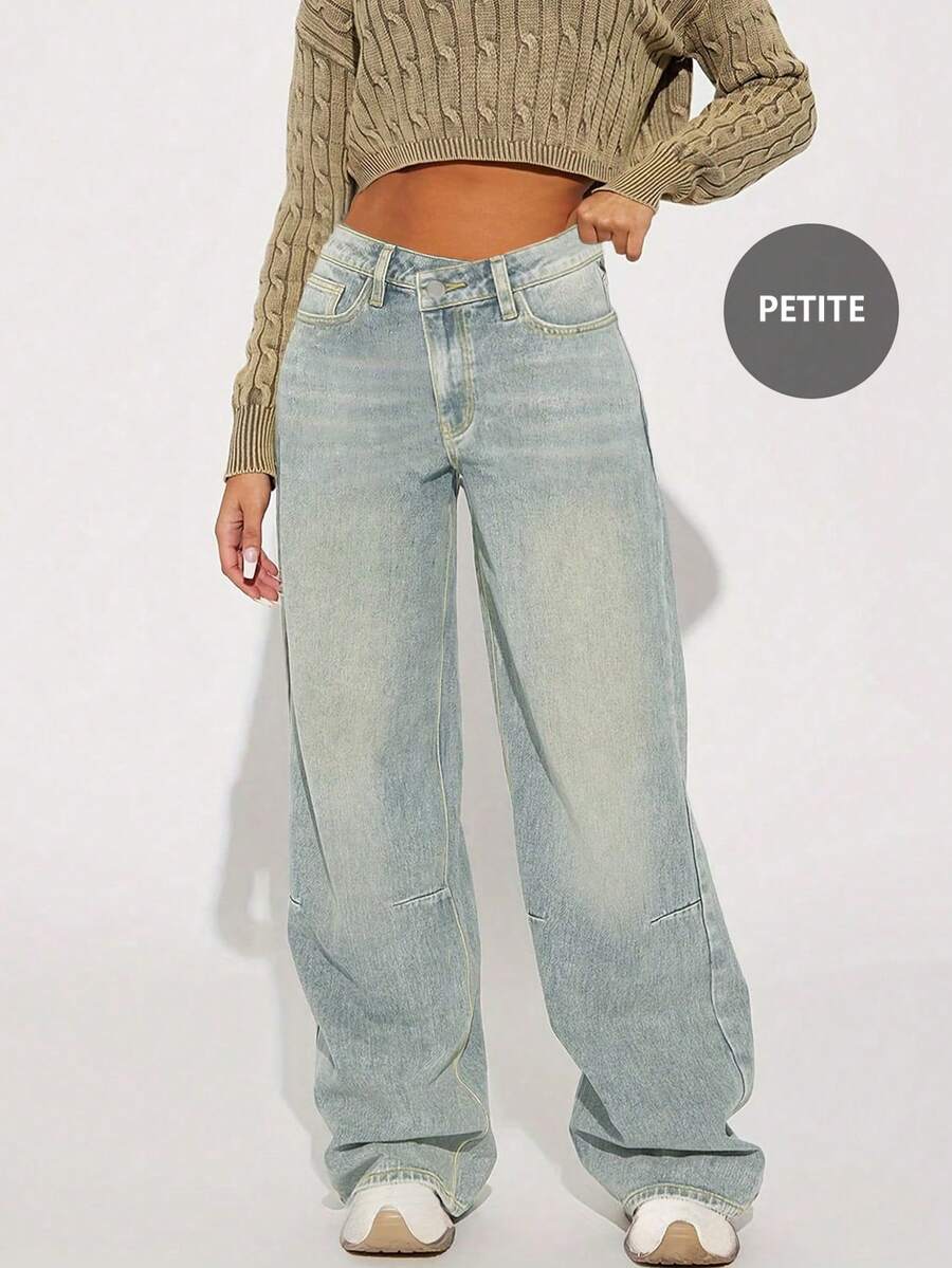 Jeans de pierna recta y largo hasta el tobillo, estilo retro de Hong Kong 2025, versátil para mujeres de estatura baja