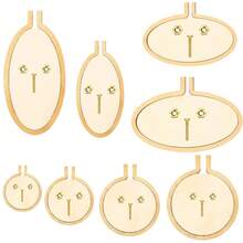 8 Packs Mini Embroidery Hoop Wooden Mini Stitch Hoop Ring For DIY Pendant Crafts, Round, Oval Vertical, Oval Horizontal
