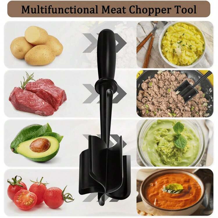 1入肉類切碎器、撕碎機、耐熱粉碎機,適用於漢堡肉、碎牛肉壓碎器撕碎機頂級肉泥機磨豬肉、牛肉、火雞肉等製作漢堡的工具 - 黑色 - 查看 3