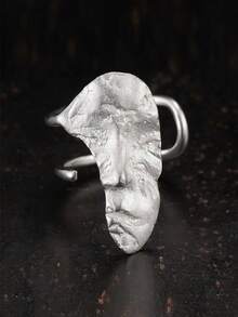 Creative Mystical Masked Faces Ring Goth Style Personalized Mask Open Rings For Men Women Jewelry Gift Ladies' Daily Party Accessories, Fashionable Jewelry, Best Friend Gifts - 銀色 - 查看 10