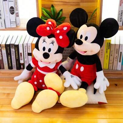 Mickey Mouse & Minnie Mouse Plush Doll Figures, Cartoon Stuffed Doll Cushion, Home Decor, Gift For Kids, Children, Girls, Festival, Birthday,Cuddly Toys. Dolls. Fur Plush Dolls. Girls' Gifts. Girls. Throw Pillows.