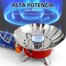 Mini estufa de camping plegable de acero inoxidable con paravientos portátil, 1 pieza para senderismo, picnic y cocina al aire libre, ligera y resistente al viento - Naranja - Ver 10