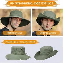 AI-PIKA Sombreros del Sol para Hombre,Sombreros para Hombre con Protección UV UPF 50+,ala Ancha,Impermeables,Transpirables para Ciclismo,Acampar,Pescar,Caminar - Verde - Ver 5