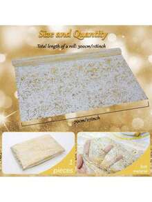 1PC 27.56x157.48inch Table Runner, Gold Glitter Wedding Table Runner, Mesh Gold Foil Wedding Table And Chair Decoration, Party Decoration(Multiple Sizes Available)