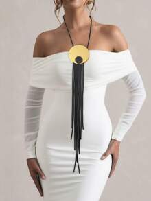 MARLIWOO Exaggerated Tassel Pendant Necklace - Black - View 4