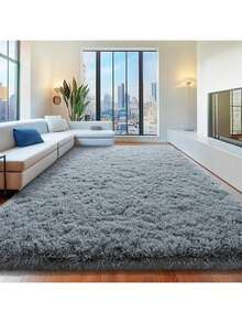 WISH TREE 8x10 Area Rugs For Living Room, Fluffy Shaggy Rug Soft Carpets, Big Rugs For Bedroom Play Room Dorm Home Decor Aesthetic Grey - Grey - View 9