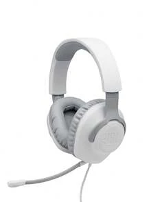 JBL Auriculares de juego con cable Quantum 100 con diadema, memoria de espuma para comodidad, micrófono desmontable para PC, Mac, portátil, tableta, PS4, PS5, Switch con conector de audio de 3.5 mm - Blanco - Ver 2