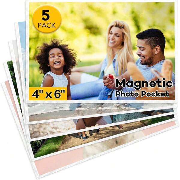 5pcs Magnetic Photo Frames, Holiday, Party And Daily Life Photo Protective Frames 4 X 6 Inches, Refrigerator Magnetic Frames, Suitable For Refrigerator, Home, School, Office (White)
