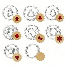 8pcs Christmas Cookie Cutter Set, Mini Stainless Steel Cookie Molds - Christmas Tree, Snowman, Reindeer, Gingerbread Man, Snowflake, Teddy Bear, Shooting Star, Bell, For Baking Jam Cookies, Cupcakes, Candies, Christmas, Birthday Party, Winter Holidays - Silver - View 15