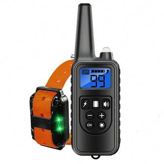 狗狗电击项圈 - 带遥控器的狗狗训练项圈，IP65防水，适用于狗狗训练，带有轻微震动和蜂鸣声，适合小型、中型、大型犬，可用于1只/2只/3只狗狗。