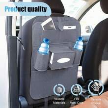 Organizador de respaldo de asiento de coche de fieltro con 6 bolsillos, alfombrilla antikick para niños impermeable y duradera para almacenar juguetes, pañuelos, libros y accesorios de viaje, decoración interior del coche, para SUV, camiones, minivanes, viajes familiares, padres, niños, bebés, uso diario y ideas de regalo para viajes