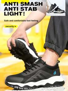 Dian Sen Pantofi de pentru bărbați, pantofi sport cu vârf din oțel, pantofi de lucru, confortabili, rezistenți la perforații și respirabili, pregătiți pentru vară, pantofi de sport EVA, ușori, pentru lucru în aer liber, cadou perfect, pantofi cu vârf din oțel pentru bărbați, pantofi sport de lucru, pantofi de lucru pentru femei, adidași sport de cu vârf din oțel, material plasă, talpă EVA